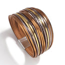 Amorcome Boho Mint Leather Bracelets for Women 2022 Fashion Ladies Slim Strips Multilayer Wide Wrap Bracelet Female Jewelry Gift