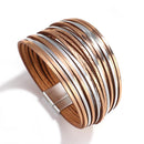 Amorcome Boho Mint Leather Bracelets for Women 2022 Fashion Ladies Slim Strips Multilayer Wide Wrap Bracelet Female Jewelry Gift