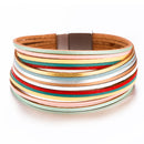 Amorcome Boho Mint Leather Bracelets for Women 2022 Fashion Ladies Slim Strips Multilayer Wide Wrap Bracelet Female Jewelry Gift