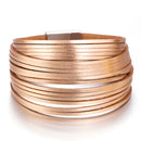 Amorcome Boho Mint Leather Bracelets for Women 2022 Fashion Ladies Slim Strips Multilayer Wide Wrap Bracelet Female Jewelry Gift