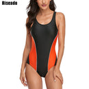 Riseado Sports One Piece Swimsuit 2022 Competition Swimwear Women Patchwork Swimming Suits for Women Racerback Bathing Suits XXL