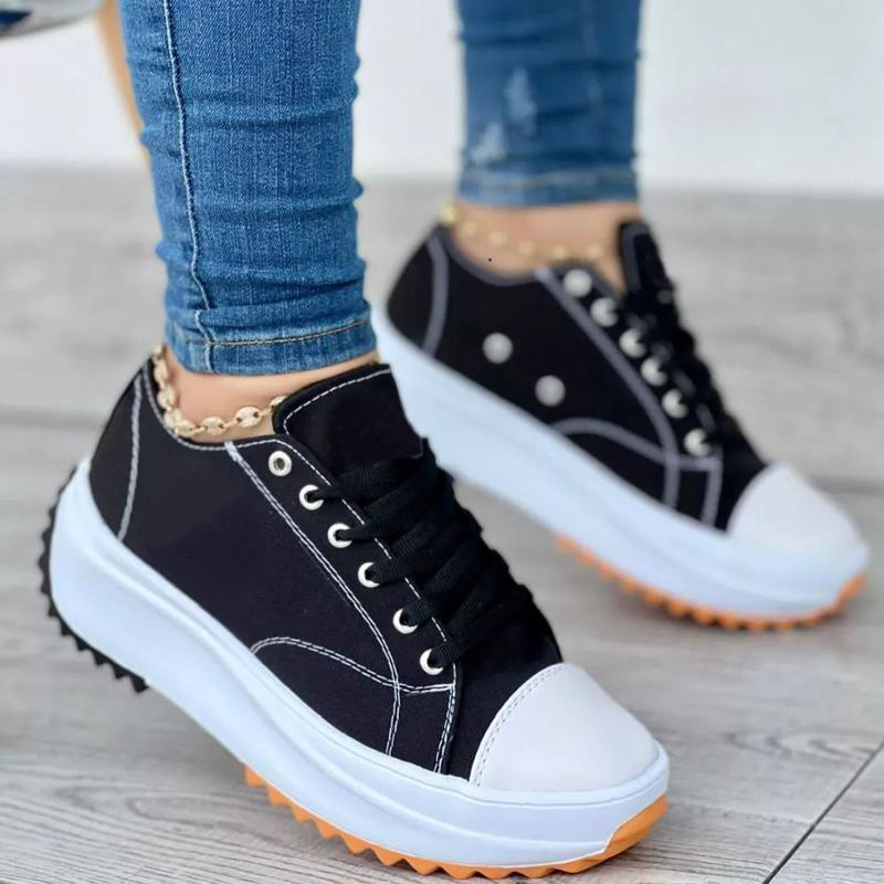 2022 Spring Low-top Women Single Shoes Thick-soled Candy Color Flats Female Canvas Shoes Summer Platform Large Size Lady Sneaker