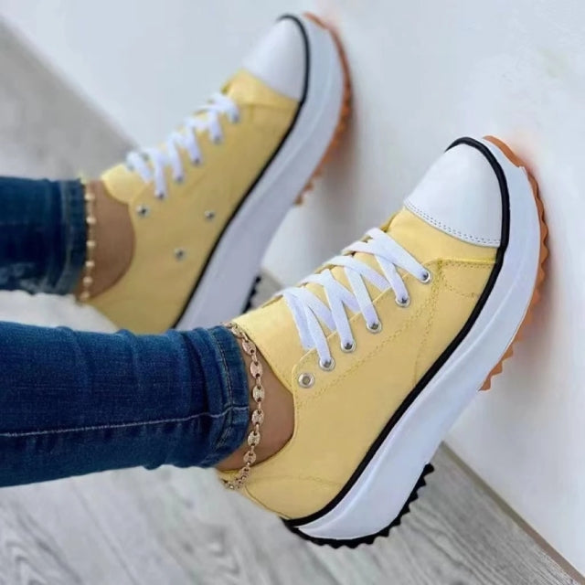 2022 Spring Low-top Women Single Shoes Thick-soled Candy Color Flats Female Canvas Shoes Summer Platform Large Size Lady Sneaker