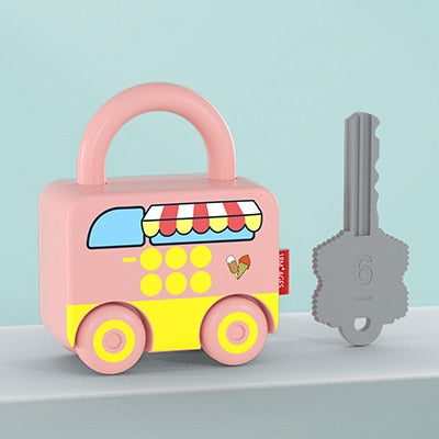 Kids Learning Lock with Keys Car Games Montessori Educational Toys Numbers Matching &amp; Counting Math Toys Teach Tool For Children