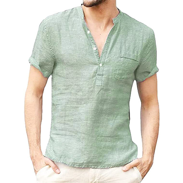 Kurzärmliges T-Shirt der Sommer-neuen Männer Baumwolle und Leinen führte beiläufiges Männer-T-Shirt Hemd-männliches atmungsaktives S-3XL