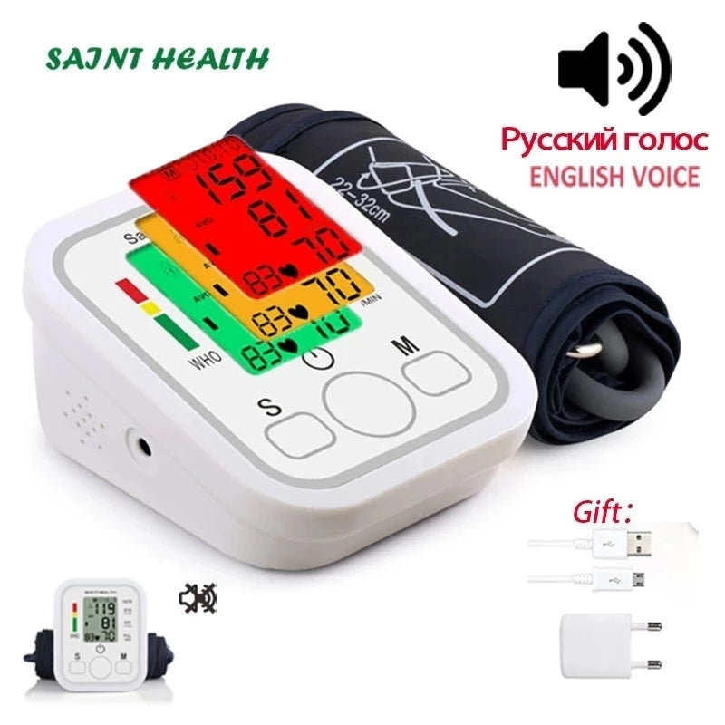 Saint Health Arm Automatisches Blutdruckmessgerät BP Blutdruckmessgerät Druckmessgerät Tonometer zur Messung des arteriellen Drucks