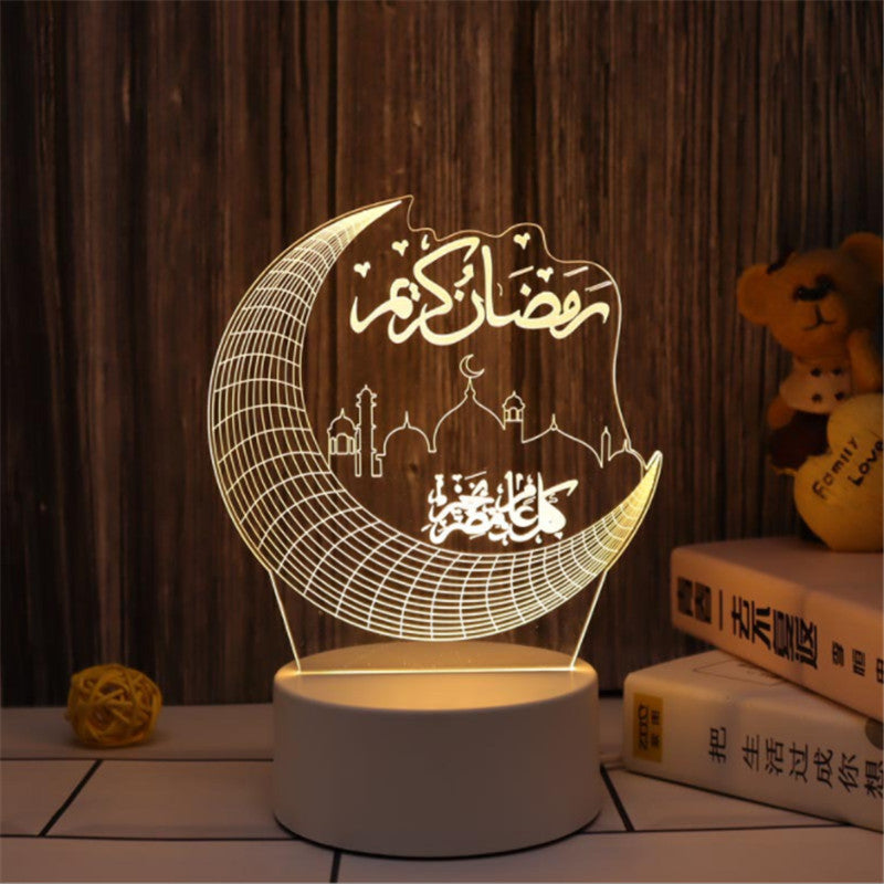 2022 LED 3D Eid Mubarak Dekor Ornament Licht Eid Kareem Ramadan Dekor für Zuhause Ramadan Mubarak Eid Al Adha islamische muslimische Party