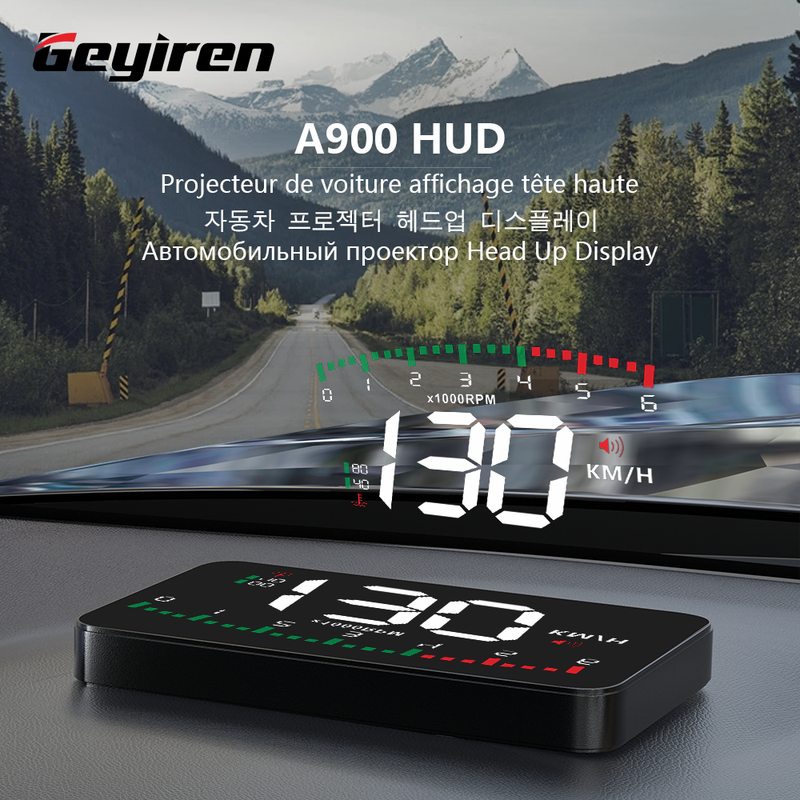 GEYIREN A900 Auto Hud Display Auto Projektor Alarm EOBD OBD2 Head Up Display Tachometer Windschutzscheibe Elektronisches Zubehör