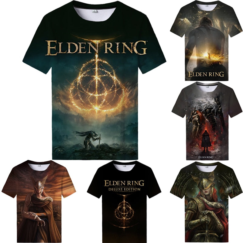 Elden Ring Shirt für Herren Übergroßer 3D-Druck O-Ausschnitt Lässiger Astrologe Elden Ring Sweatshirt Sommer Harajuku Herren Top T-Shirts