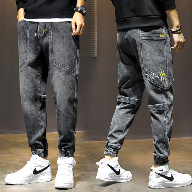 Frühling Sommer Baggy Herren Cargo Jeans Mode Harlan Baumwolle Streetwear Harajuku Hosen Jogger Elastische Taillenhose Herren M-5XL