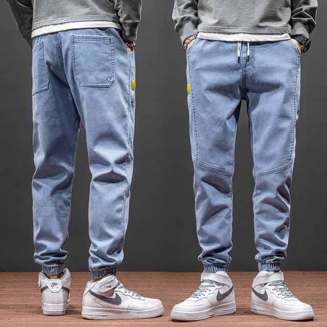 Frühling Sommer Baggy Herren Cargo Jeans Mode Harlan Baumwolle Streetwear Harajuku Hosen Jogger Elastische Taillenhose Herren M-5XL