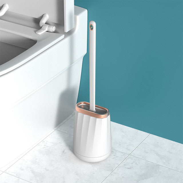 Cepillo de baño con cabezal de silicona TPR suave con soporte, mango desmontable montado en la pared negro, limpiador de baño, accesorios de WC duraderos