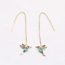 Korean Vintage Glossy Arc Bar Long Tassel Drop Earrings for Women Gold Geometric Fashion Jewelry Luxury Hanging Pendientes