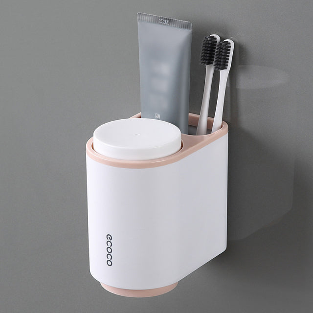 Bathroom Accessories Set Toothbrush Holder Toothpaste Dispenser Wall Mount Toothbrush Cup Storage Rack Toothpaste Squeezer