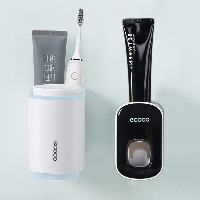 Juego de accesorios de baño, soporte para cepillo de dientes, dispensador de pasta de dientes, soporte de pared para cepillo de dientes, estante de almacenamiento, exprimidor de pasta de dientes