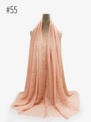 Pleated Plain Hijab Scarf Muslim Women Cotton Crinkle Headband Veil Scarves 2021 Fashion Islamic Headscarf Head Wraps Turban