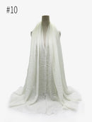 Pleated Plain Hijab Scarf Muslim Women Cotton Crinkle Headband Veil Scarves 2021 Fashion Islamic Headscarf Head Wraps Turban