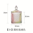 Crystal Glass Jar European-style Diamond Pattern Candy Storage Box Cotton Swab Box Sealed Jar Living Room Home Furnishings