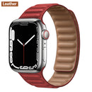 Leather Link For Apple Watch Band 44mm 40mm 41mm 45mm 42mm 38mm Original Magnetic Loop bracelet iWatch Series 3 5 4 SE 6 7 Strap