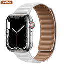 Leather Link For Apple Watch Band 44mm 40mm 41mm 45mm 42mm 38mm Original Magnetic Loop bracelet iWatch Series 3 5 4 SE 6 7 Strap
