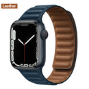 Leather Link For Apple Watch Band 44mm 40mm 41mm 45mm 42mm 38mm Original Magnetic Loop bracelet iWatch Series 3 5 4 SE 6 7 Strap