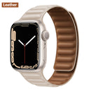 Leather Link For Apple Watch Band 44mm 40mm 41mm 45mm 42mm 38mm Original Magnetic Loop bracelet iWatch Series 3 5 4 SE 6 7 Strap
