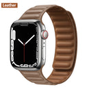 Leather Link For Apple Watch Band 44mm 40mm 41mm 45mm 42mm 38mm Original Magnetic Loop bracelet iWatch Series 3 5 4 SE 6 7 Strap