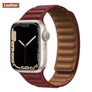 Leather Link For Apple Watch Band 44mm 40mm 41mm 45mm 42mm 38mm Original Magnetic Loop bracelet iWatch Series 3 5 4 SE 6 7 Strap