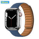 Leather Link For Apple Watch Band 44mm 40mm 41mm 45mm 42mm 38mm Original Magnetic Loop bracelet iWatch Series 3 5 4 SE 6 7 Strap