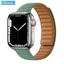 Leather Link For Apple Watch Band 44mm 40mm 41mm 45mm 42mm 38mm Original Magnetic Loop bracelet iWatch Series 3 5 4 SE 6 7 Strap