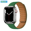 Leather Link For Apple Watch Band 44mm 40mm 41mm 45mm 42mm 38mm Original Magnetic Loop bracelet iWatch Series 3 5 4 SE 6 7 Strap