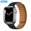 Leather Link For Apple Watch Band 44mm 40mm 41mm 45mm 42mm 38mm Original Magnetic Loop bracelet iWatch Series 3 5 4 SE 6 7 Strap