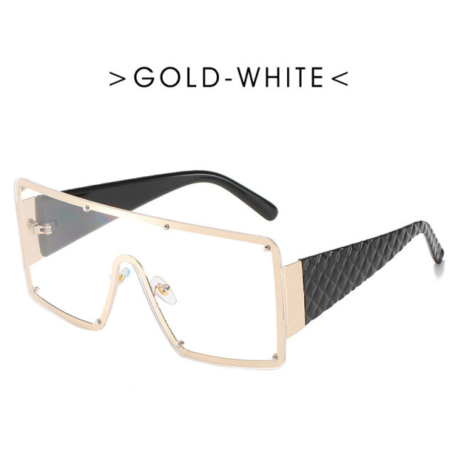 Gafas de sol cuadradas de gran tamaño para mujer 2022, gafas de sol Vintage con marco de Metal a la moda, gafas de sol para hombre, visera con degradado Retro Zonnebril Dames
