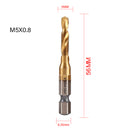 6Pcs Metric Tap Tapping Drill Bit Set Hex Shank Titanium Plated HSS Screw Bit Compound Machine Tap M3 M4 M5 M6 M8 M10 Hand Tools