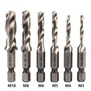 6Pcs Metric Tap Tapping Drill Bit Set Hex Shank Titanium Plated HSS Screw Bit Compound Machine Tap M3 M4 M5 M6 M8 M10 Hand Tools