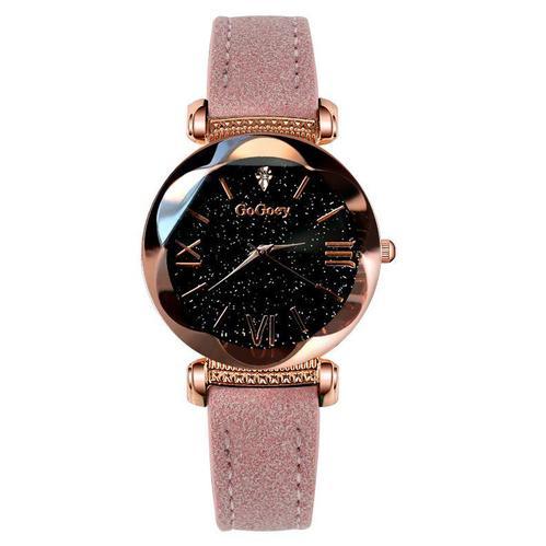 Reloj de mujer con estrellas a la moda 2022, reloj luminoso encantador con correa esmerilada de punto pequeño, punteado con escala romana, informal de lujo para mujer