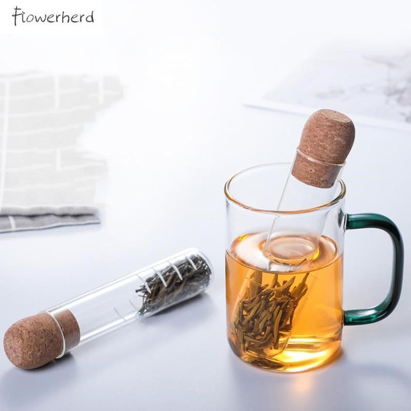 Infusor de té de vidrio, filtro de té, tubo creativo, diseño de vidrio, colador de té, filtro elegante para Puer, taza de té, taza, hierba, accesorios de cocina