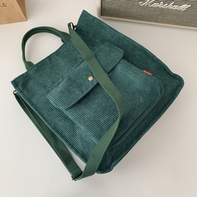 Corduroy Bag for Women Shoulder Bags Shopper Designer Handbags Spring Summer High Quality Student Bookbag Female Canvas Tote Bag