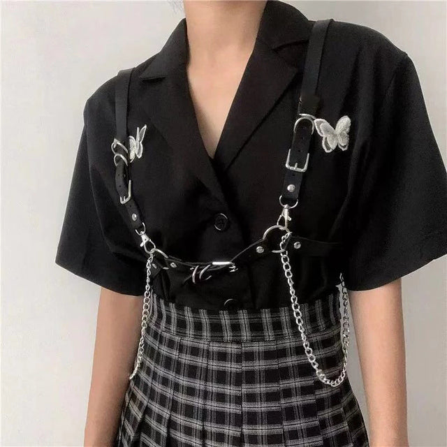 Women Sexy Garters faux Leather Women Body Bondage Cage Sculpting Harness Waist Belt Straps Suspenders Goth Harajuku Belt