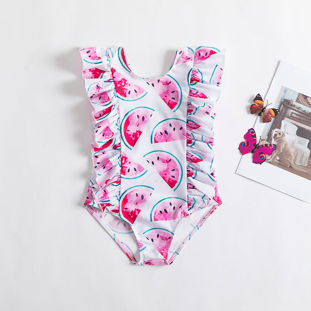 Traje de baño de una pieza para niña, traje de baño con correa Floral, traje de baño para niñas pequeñas, ropa de playa para vacaciones de verano