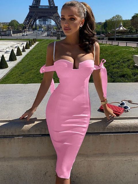 Bandage Dress for Women 2022 New White Bodycon Dress Elegant Sexy High Quality Red Off Shoulder Evening Party Dress Club Summer