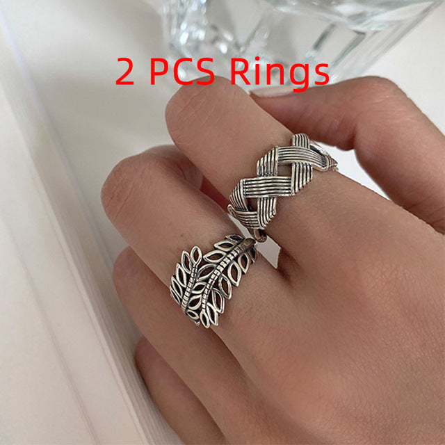 Foxanry gran oferta 925 sello 2 uds anillos conjunto INS moda geométrica creativa fiesta de cumpleaños joyería regalos al por mayor