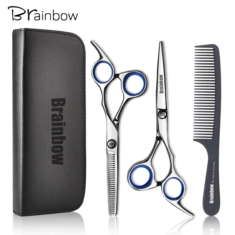 Brainbow 6-Zoll-Schnitt-Ausdünnungs-Styling-Werkzeug Haarschere Edelstahl-Salon-Friseurschere Normale Klingen mit flachen Zähnen