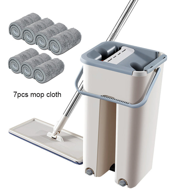 Floor Mop Microfiber Squeeze Mops Wet Mop with Bucket Cloth Squeeze Cleaning Bathroom Mop For Wash Floor Home Kitchen Cleaner