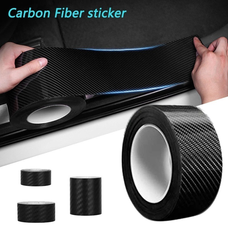 Pegatinas de fibra de carbono 3D para coche de 5/3m, Protector de alféizar de puerta, Protector de escalones, parachoques de maletero, espejo lateral, cinta antiarañazos, calcomanías para automóviles