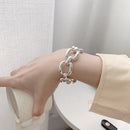 FOXANRY 925 Stamp Bracelets for Women Trend Hip Hop Vintage Thick Chain Creative Hollow Geometric Design Party Jewelry
