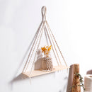 Estante de pared de macramé, estantes de decoración bohemios para el hogar, portavelas de pared, estante flotante para dormitorio, decoración de madera, estantería para niños
