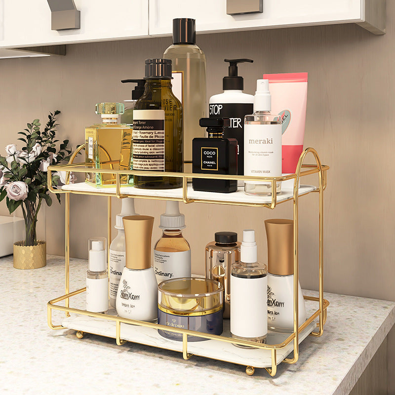 Leichter Luxus-Desktop-Kosmetik-Organizer Metall-Parfüm-Organizer Wandmontierter Make-up-Aufbewahrungshalter für Schlafzimmer oder Badezimmer