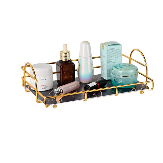 Light Luxury Desktop Cosmetic Organizer Metal Perfume Organizer Wall-mounted Makeup Storage Holder for Bedroom or Bathroom