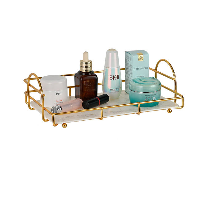 Light Luxury Desktop Cosmetic Organizer Metal Perfume Organizer Wall-mounted Makeup Storage Holder for Bedroom or Bathroom